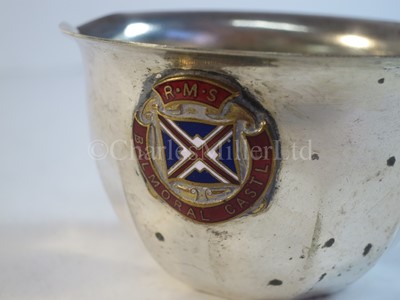 Lot 128 - A Union Castle Line souvenir plated milk jug, from R.M.S. 'Balmoral Castle'
