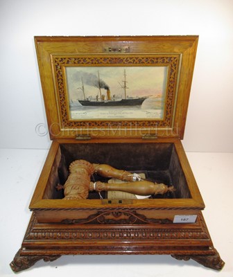 Lot 187 - THE LAUNCHING CASKET FOR H.M.S. ODIN, 1901