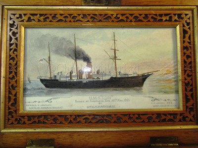 Lot 187 - THE LAUNCHING CASKET FOR H.M.S. ODIN, 1901