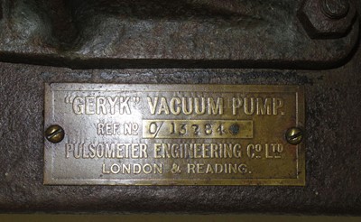 Lot 292 - AN OSCILLATING VACUUM PUMP BY THE PULSOMETER ENGINEERING CO. LTD, LONDON, CIRCA 1900