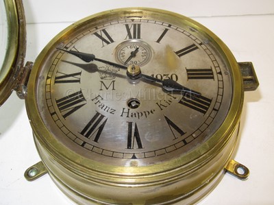 Lot 194 - A RARE KAISERMARINE U-BOAT BULKHEAD CLOCK BY FRANZ HAPPE, KIEL, CIRCA 1914