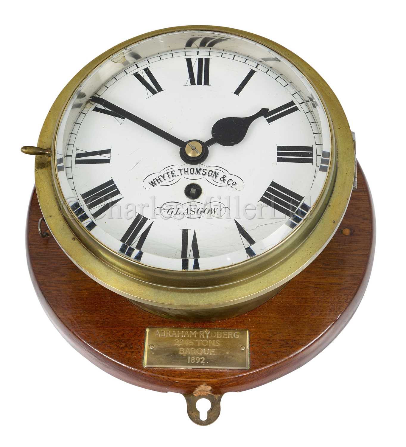 Lot 18 - AN EIGHT-DAY SHIP'S CLOCK FROM THE BARQUE ABRAHAM RYDBERG, 1892