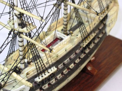 Lot 118 - Ø AN EARLY 19TH CENTURY FRENCH PRISONER-OF-WAR SHIP MODEL WITH LATER RESTORATIONS