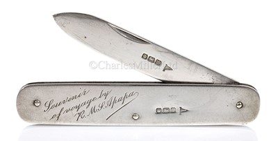 Lot 95 - A SILVER FRUIT KNIFE FROM RM.S. APAPA, CIRCA 1914