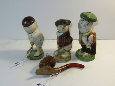 Lot 98 - THREE EDWARDIAN CARICATURE SPORTING FIGURINES BY JOHN HASSALL FOR DUNLOP, RECOVERED FROM THE WRECK OF R.M.S. MEDINA