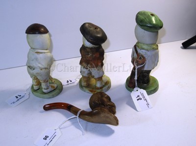 Lot 98 - THREE EDWARDIAN CARICATURE SPORTING FIGURINES BY JOHN HASSALL FOR DUNLOP, RECOVERED FROM THE WRECK OF R.M.S. MEDINA