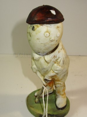 Lot 98 - THREE EDWARDIAN CARICATURE SPORTING FIGURINES BY JOHN HASSALL FOR DUNLOP, RECOVERED FROM THE WRECK OF R.M.S. MEDINA