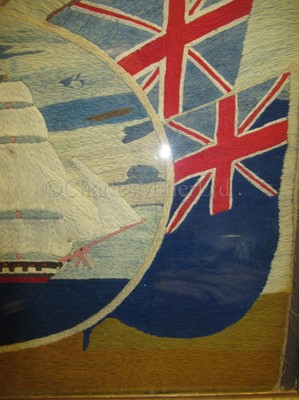 Lot 108 - A 19TH CENTURY SAILOR'S WOOLWORK PICTURE
