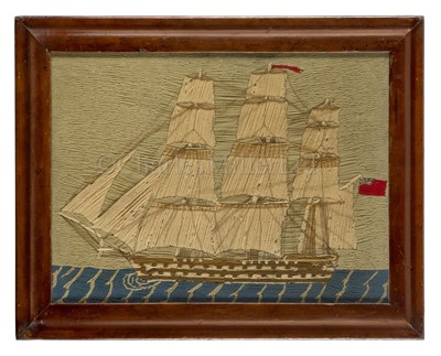Lot 111 - A 19TH CENTURY SAILOR'S WOOLWORK PICTURE