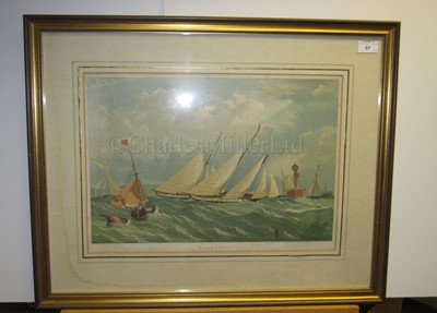 Lot 57 - EDWIN WEEDON (BRITISH, 1819–1873); Yachting, Racing off Cowes Rounding the Lightship