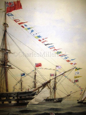 Lot 176 - WILLIAM MACKENZIE THOMSON (BRITISH, FL. 1870-1892); The Queen's Birthday, a visit to H.M.S. 'St George'