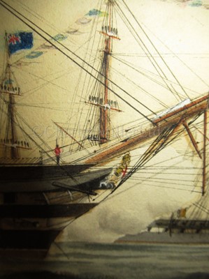 Lot 176 - WILLIAM MACKENZIE THOMSON (BRITISH, FL. 1870-1892); The Queen's Birthday, a visit to H.M.S. 'St George'