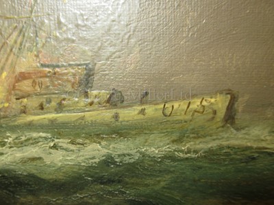 Lot 193 - ERNEST WILLIAM LARA (BRITISH, 1870-1940) : H.M.S. 'Birmingham' Sinking 'U-15' in the North Sea, 1914