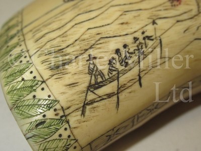 Lot 120 - Ø A SCRIMSHAW DECORATED WHALE'S TOOTH