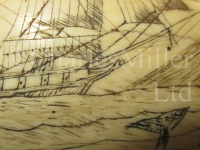 Lot 47 - Ø A SCRIMSHAW DECORATED WHALE'S TOOTH