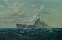 Lot 94 - δ EDWARD D. WALKER (BRITISH, B. 1931) - The last battleship, H.M.S. 'Vanguard'