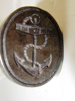 Lot 124 - Ø AN IVORY AND STEEL NAVAL OFFICE SEAL, CIRCA 1800