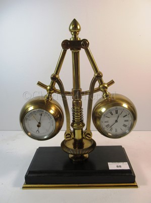 Lot 88 - AN INDUSTRIAL CLOCK-BAROMETER DESK SET, PROBABLY FRENCH, EARLY 20TH CENTURY