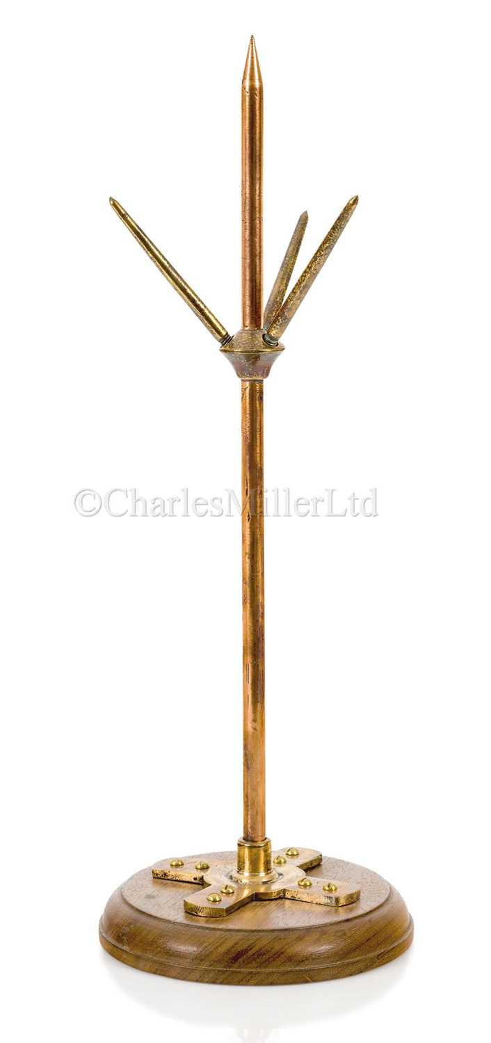 Lot 284 - A COPPER AND BRASS LIGHTNING CONDUCTOR,