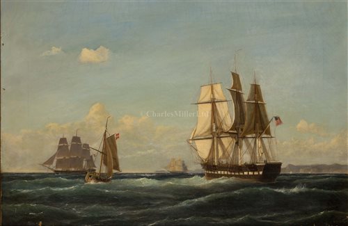 Lot 72 - Carl Ludwig BILLE (GERMAN 1815-1898)<br/>A frigate...