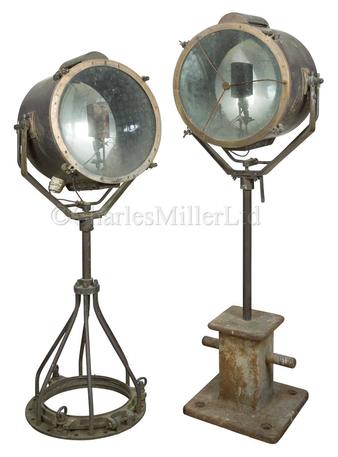 Lot 211 - A PAIR OF 1,600 WATT NAVAL SEARCHLIGHTS BY