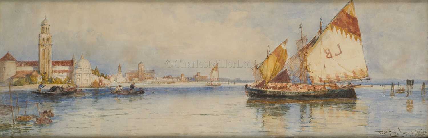 Lot 1 - THOMAS BUSH HARDY (BRITISH, 1842–1897) : Shipping by the Guidecca, Venice