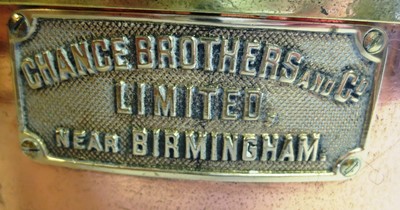 Lot 21 - A RARE NAVIGATION LAMP BY CHANCE BROTHERS & CO. LTD, CIRCA 1900