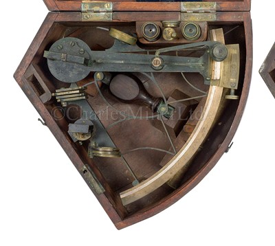 Lot 230 - A 7½IN. RADIUS BRASS OVAL PATTERN SEXTANT BY J.F. WILLIAMS, BRISTOL, CIRCA 1860