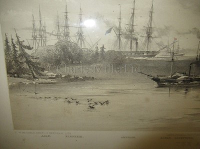 Lot 175 - AFTER SIR OSWALD WALTERS BRIERLY (BRITISH, 1817-1894); Helsingfors and Sweaborg; English and French Screw Line Battleships At Anchor