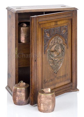 Lot 154 - A SMOKER’S CABINET MADE FROM FOUDROYANT OAK BY GOODALL, LAMB & HEIGHWAY, CIRCA 1898