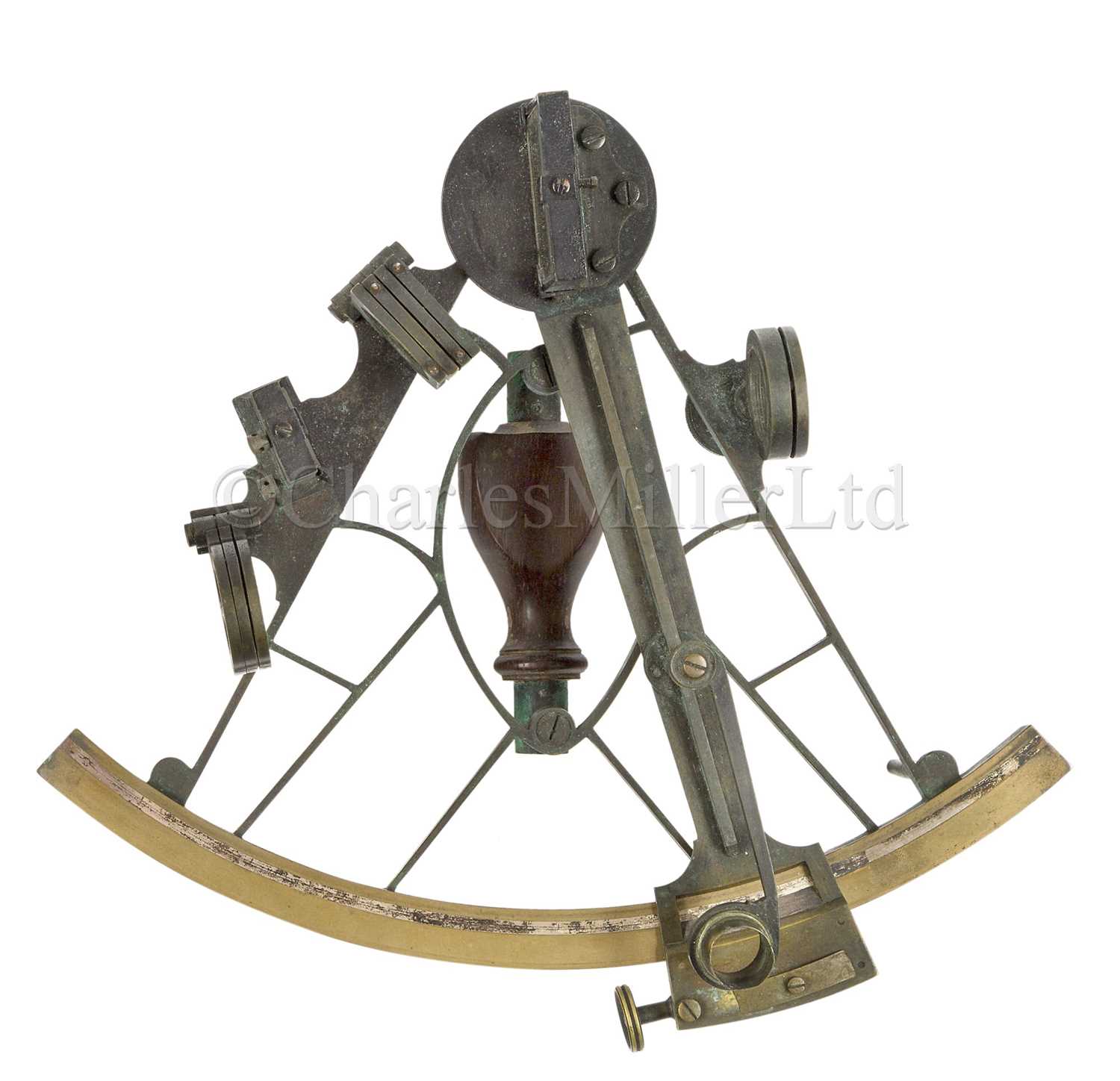 Lot 231 - A 7½IN. RADIUS BRASS OVAL PATTERN SEXTANT, CIRCA 1860