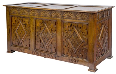 Lot 152 - A LARGE CHEST MADE FROM FOUDROYANT OAK BY GOODALL, LAMB & LEIGHWAY, CIRCA 1898