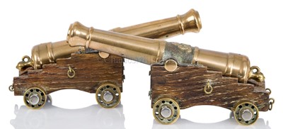 Lot 150 - A PAIR OF EARLY 19TH CENTURY ERA MODEL NAVAL GUNS, PROBABLY ENGINEER’S MODELS, CIRCA 1930
