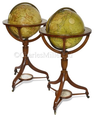 Lot 295 - A FINE AND HIGHLY ORIGINAL PAIR OF 15IN. LIBRARY GLOBES BY J. & W. CARY, LONDON, 1819 & 1820