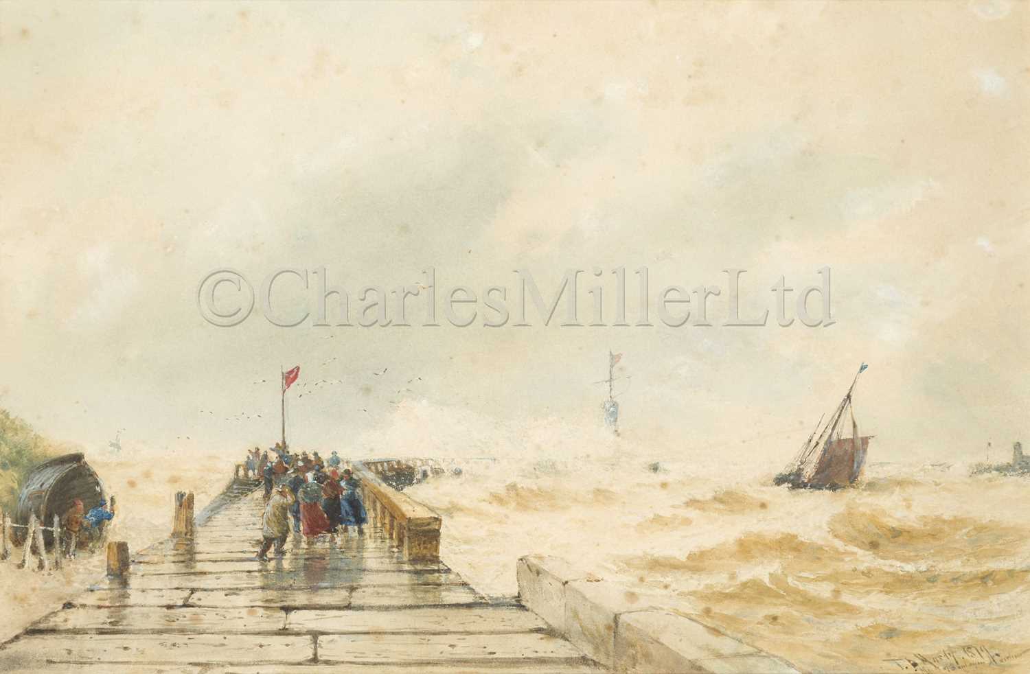 Lot 21 - THOMAS BUSH HARDY (BRITISH, 1842-1897) : Mouth of Boulogne Harbour