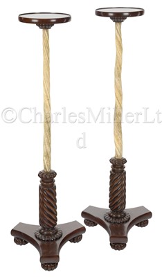 Lot 79 - Ø A FINE PAIR OF WILLIAM IV NARWHAL TORCHÈRE STANDS