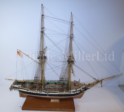 Lot 235 - A ⅛IN. SCALE STATIC DISPLAY MODEL OF THE 12-GUN BRIG OF WAR H.M.S. NAUTILUS OF CIRCA 1840