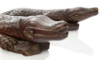 Lot 97 - A PAIR OF CARVED ALLIGATORS FROM H.M.S....