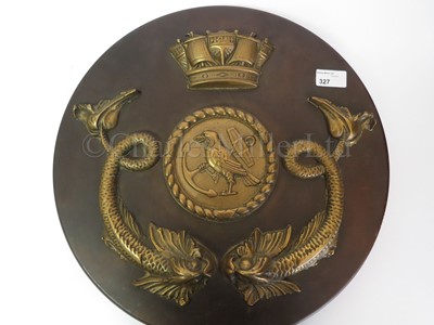 Lot 327 - AN UNUSUAL 5IN. TAMPION DISPLAY FROM H.M.S. HOOD