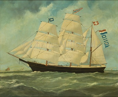 Lot 73 - HENRY LOOS (BELGIAN, ACT. 1870-1894) : Trading barque ‘Magdalene'