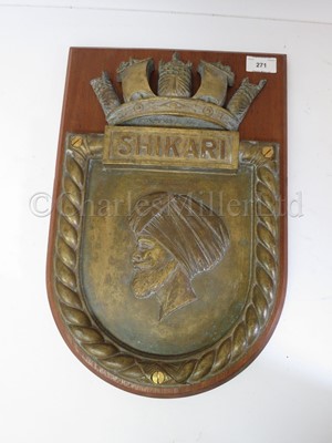 Lot 271 - THE SCREEN BADGE FROM H.M.S. SHIKARI, 1919