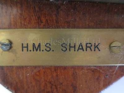 Lot 279 - A PAIR OF UNOFFICIAL SHIP'S BADGES FROM THE DESTROYER H.M.S. SHARK, 1918