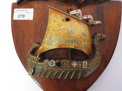 Lot 279 - A PAIR OF UNOFFICIAL SHIP'S BADGES FROM THE DESTROYER H.M.S. SHARK, 1918