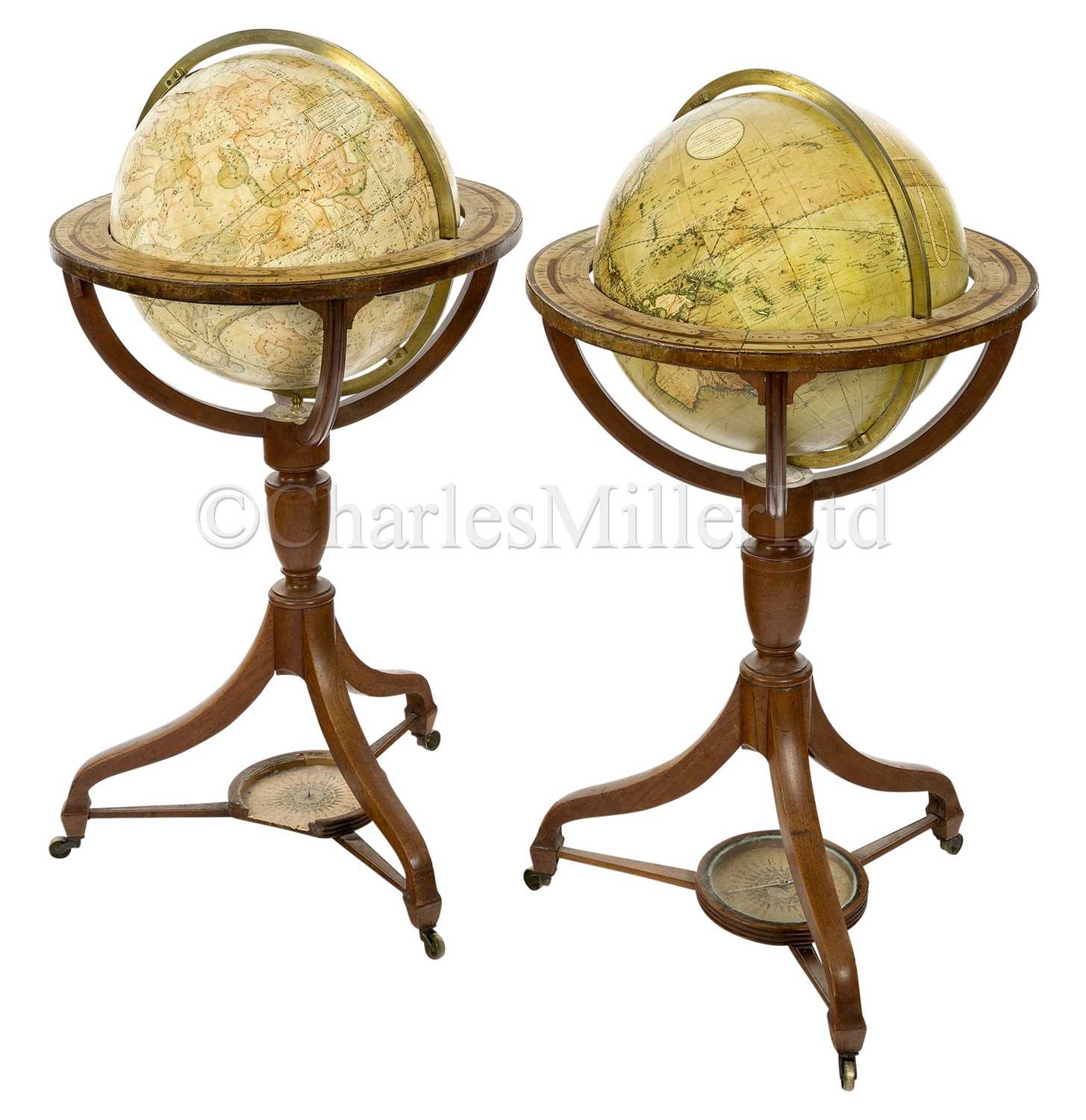 Lot 363 - A PAIR OF 15IN. LIBRARY GLOBES BY J. & W. CARY, LONDON, 1820