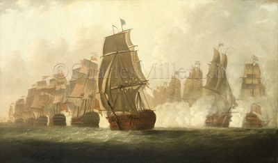 Lot 181 - A set of three pictures commissioned by John Jervis (1735-1823), later Earl St. Vincent, to commemorate his victory at the Battle of Cape St. Vincent, 14th February, 1797