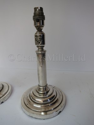 Lot 306 - A PAIR OF SILVER-PLATED ADMIRALTY PATTERN TABLE LIGHTS