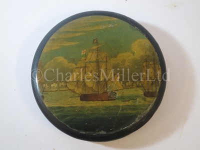 Lot 218 - AN EARLY 19TH CENTURY TABLE SNUFF BOX, COMMEMORATING THE BATTLE OF TRAFALGAR