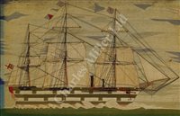 Lot 114 - A SAILOR'S WOOLWORK PICTURE, CIRCA 1865
