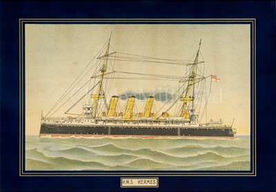 Lot 256 - A LATE 19TH CENTURY LITHOGRAPH OF H.M.S. HERMES
