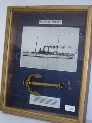 Lot 265 - A PRESENTATION/LAUNCHING ANCHOR COMMEMORATING THE GERMAN GUNBOAT S.M.K. BT EBER, CIRCA 1903